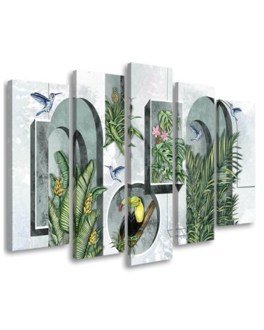 Bild - Formen in der Wand mit Pflanzen und Vögeln | Feeby