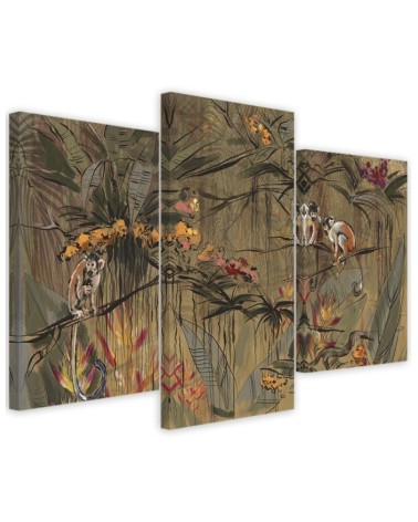 Modern wall art painting 3 piece - Monkeys in the jungle | FEEBY