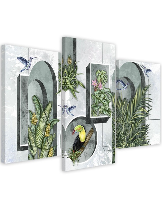 Bild - Formen in der Wand mit Pflanzen und Vögeln | Feeby