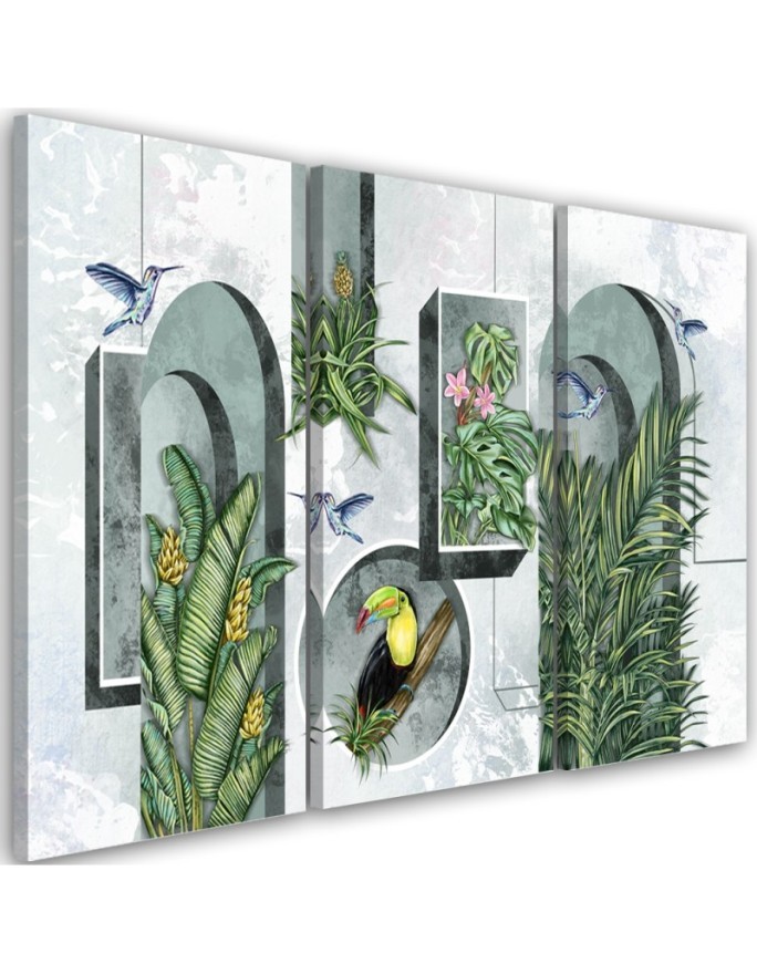 Bild - Formen in der Wand mit Pflanzen und Vögeln | Feeby