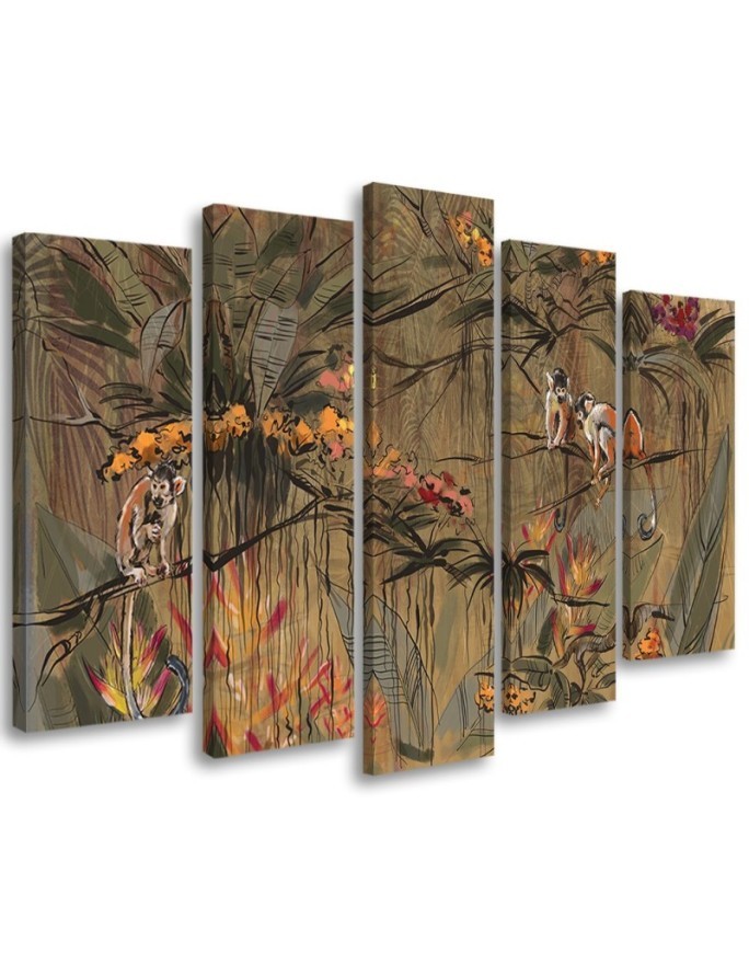 Canvas print for living room - Monkeys in the jungle | FEEBY