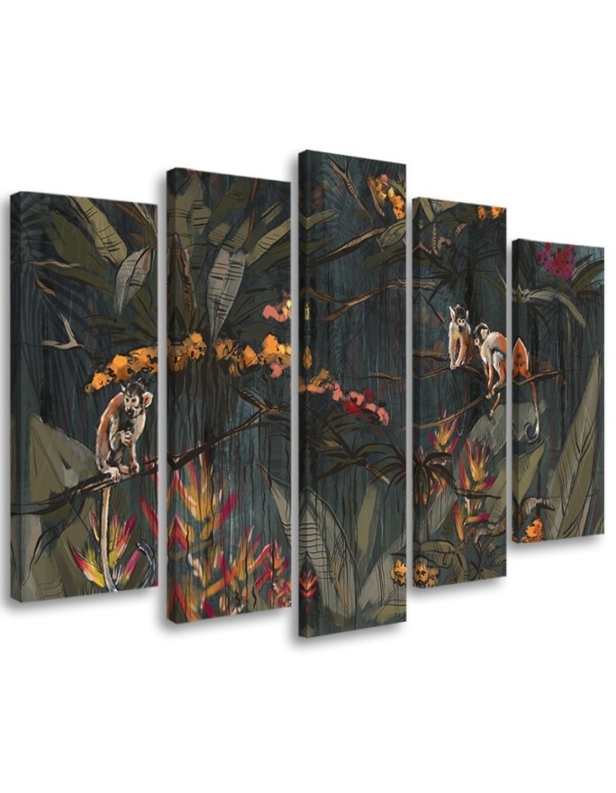 Wandbild für Wohnzimmer - Affen im Dschungel | Feeby