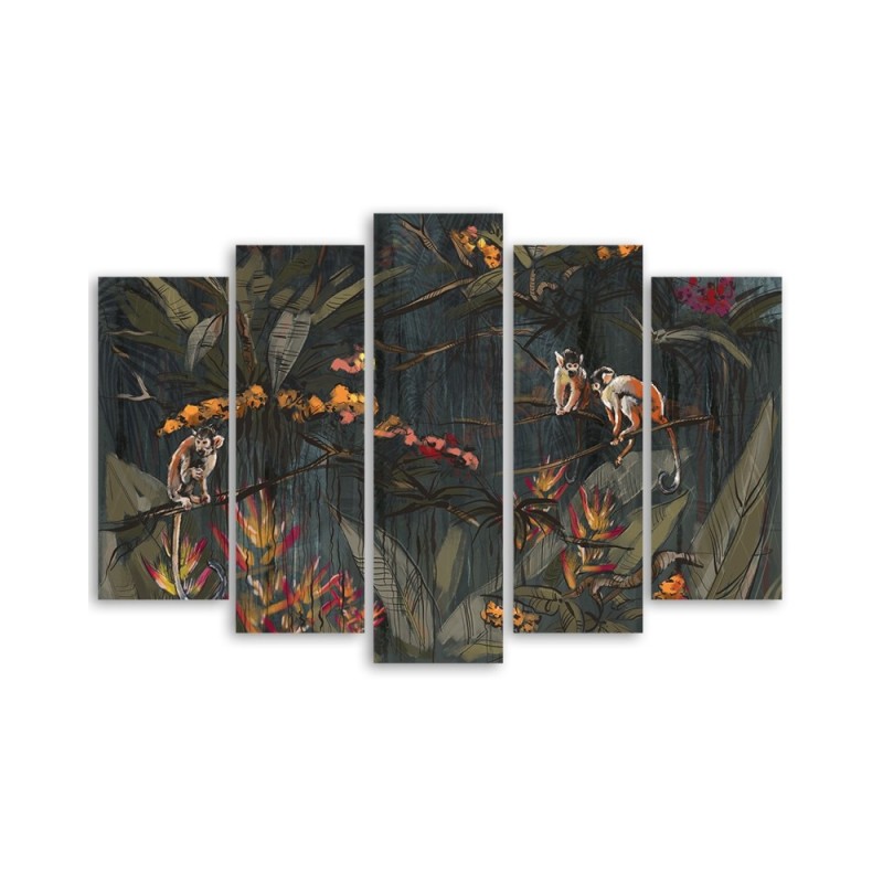 Wandbild für Wohnzimmer - Affen im Dschungel | Feeby