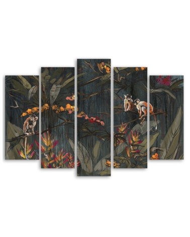 Wandbild für Wohnzimmer - Affen im Dschungel | Feeby