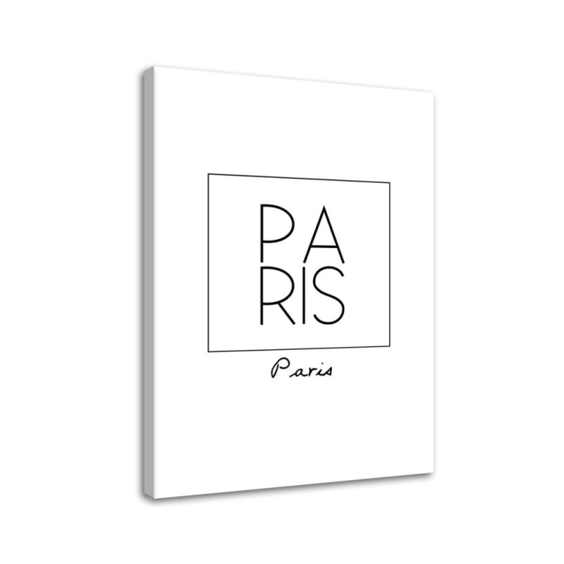 Leinwandbild - Paris Grafik mit der Aufschrift | Feeby