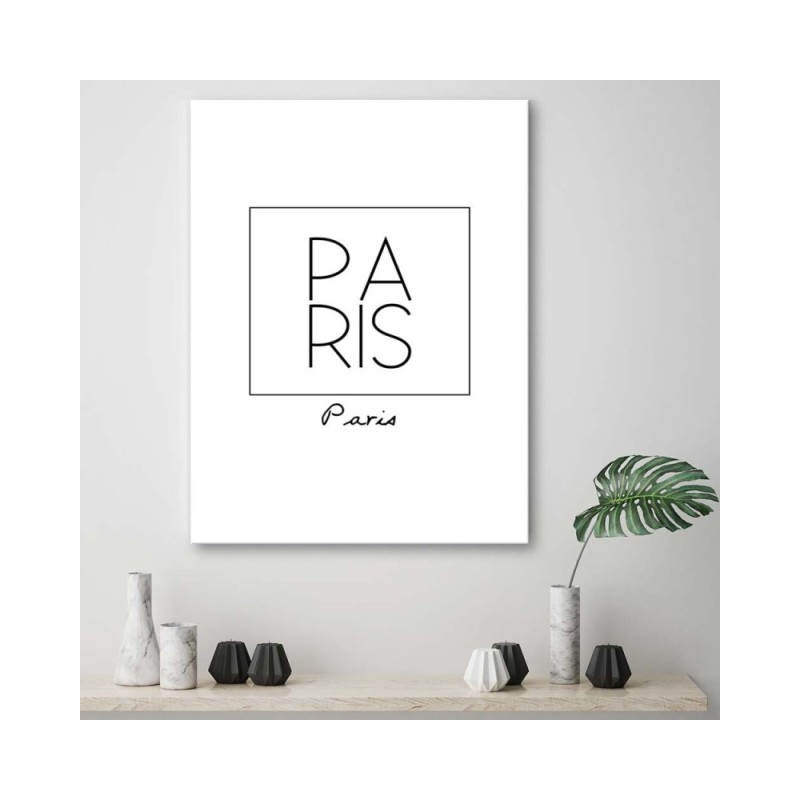 Leinwandbild - Paris Grafik mit der Aufschrift | Feeby