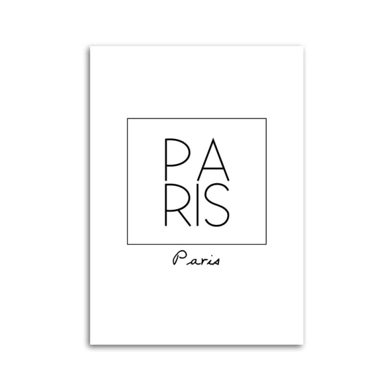 Leinwandbild - Paris Grafik mit der Aufschrift | Feeby