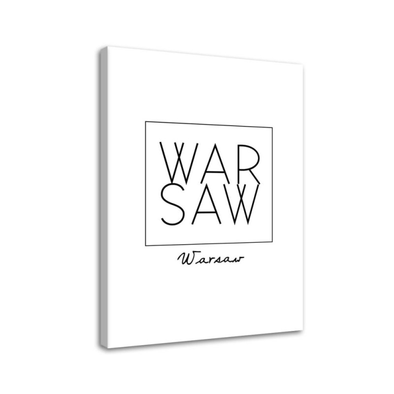 Bild auf Leinwand - Grafik mit der Aufschrift Warschau | Feeby