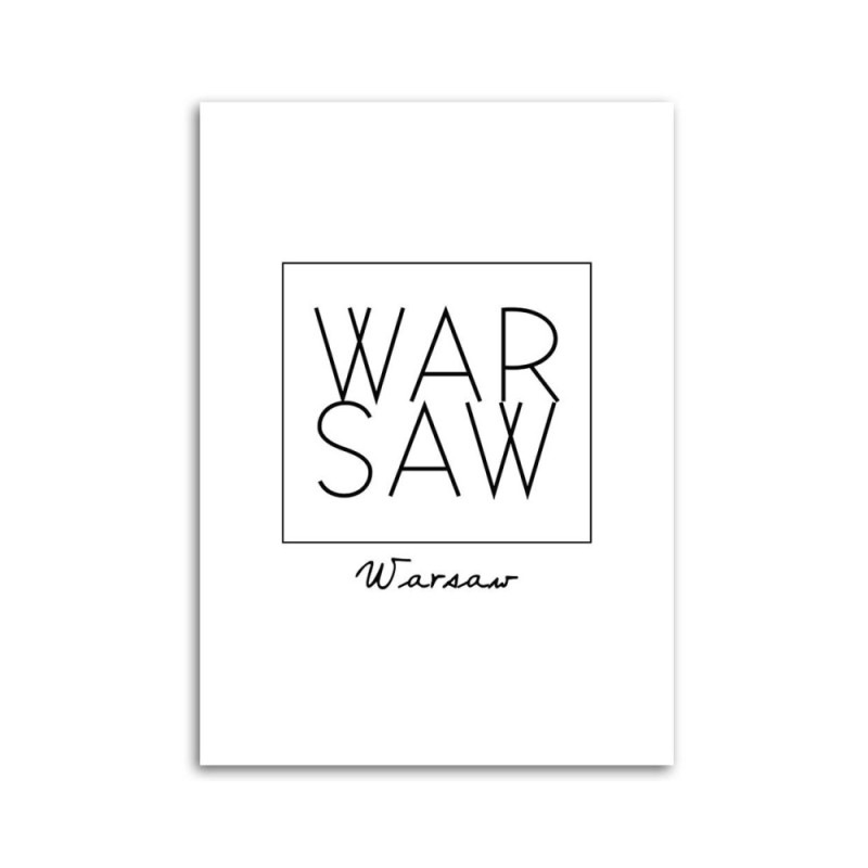 Bild auf Leinwand - Grafik mit der Aufschrift Warschau | Feeby