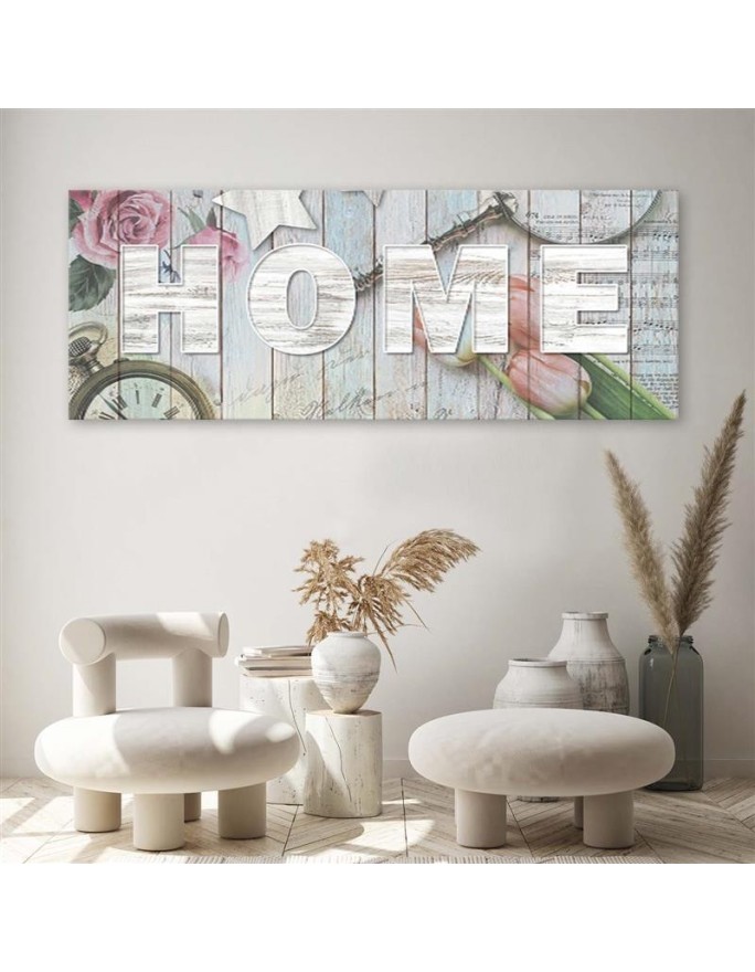 Obraz z napisami do salonu - Rustykalny styl napis Home | FEEBY