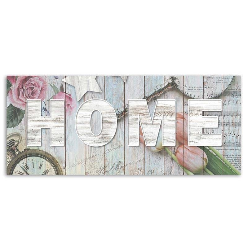 Obraz z napisami do salonu - Rustykalny styl napis Home | FEEBY