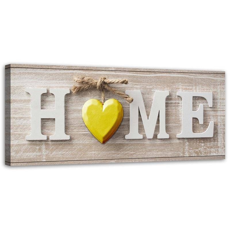 Napis Home z zółtym sercem - Obraz dekoracyjny | FEEBY