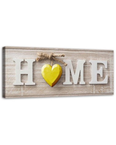 Home inscription with a yellow heart - Decorative wall art painting | FEEBY