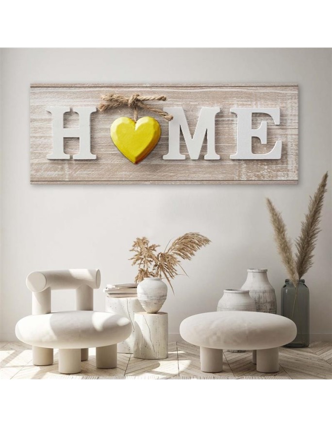 Napis Home z zółtym sercem - Obraz dekoracyjny | FEEBY