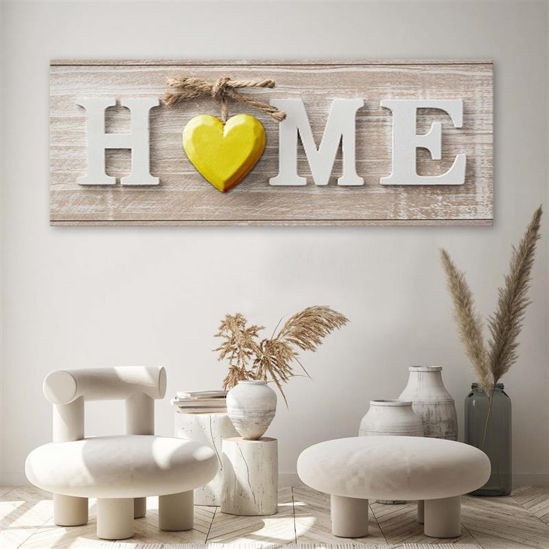 Leinwandbild modern - Aufschrift Home Herz Holz | Feeby