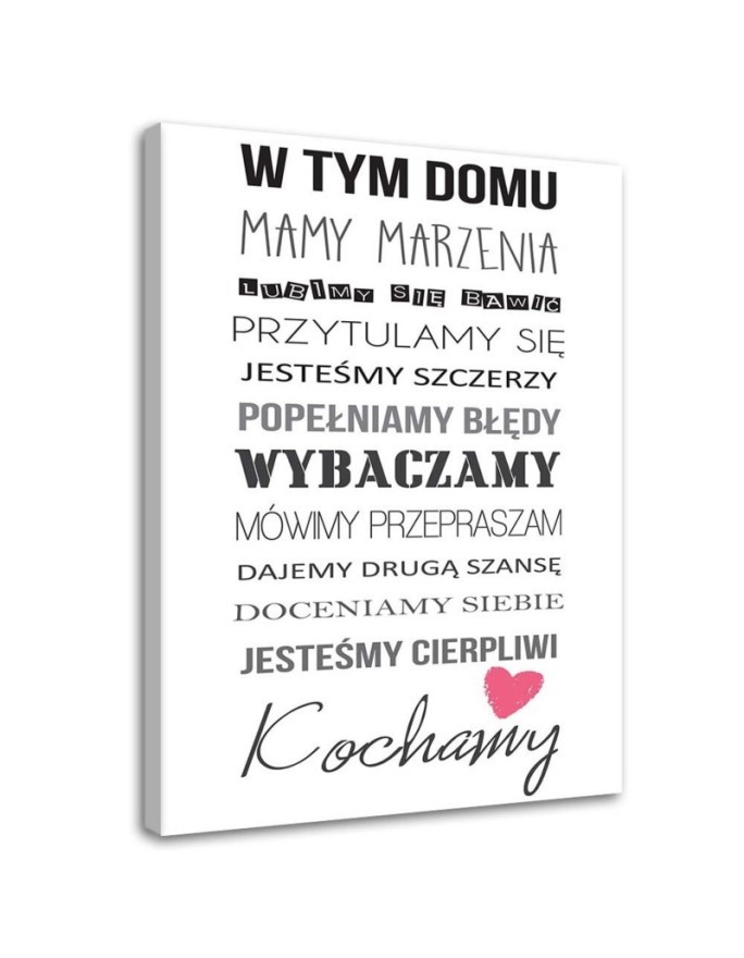 Zasady w tym domu typografia Obraz do salonu, korytarza | FEEBY