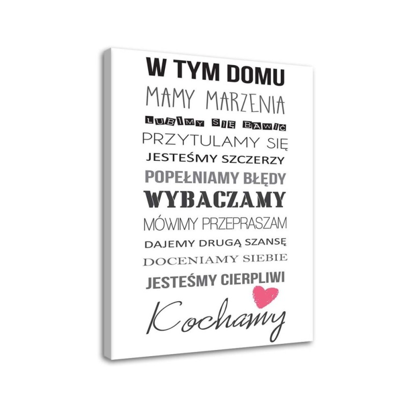 Zasady w tym domu typografia Obraz do salonu, korytarza | FEEBY