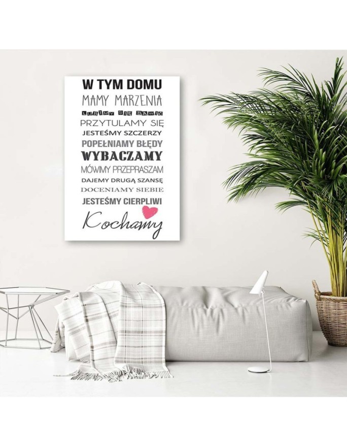 Zasady w tym domu typografia Obraz do salonu, korytarza | FEEBY