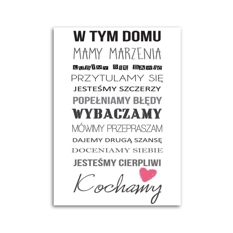 Zasady w tym domu typografia Obraz do salonu, korytarza | FEEBY