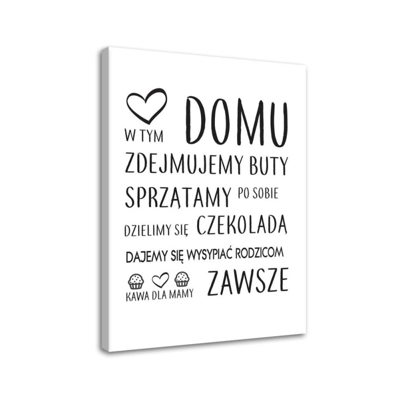 Zasady w domu typograficzny Obraz do salonu | FEEBY