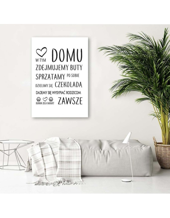 Zasady w domu typograficzny Obraz do salonu | FEEBY