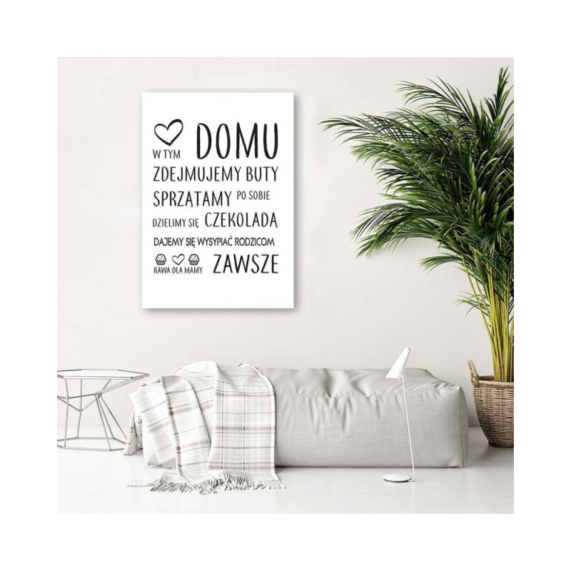 Zasady w domu typograficzny Obraz do salonu | FEEBY