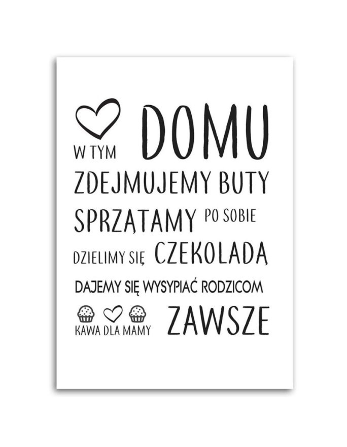Zasady w domu typograficzny Obraz do salonu | FEEBY
