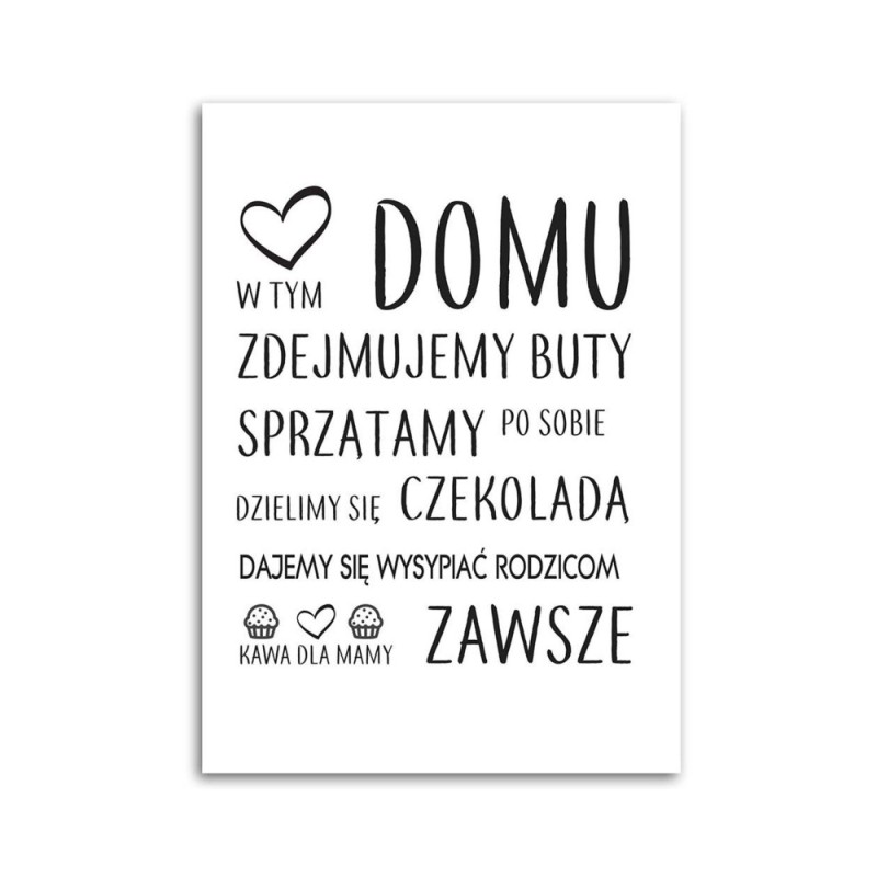 Zasady w domu typograficzny Obraz do salonu | FEEBY