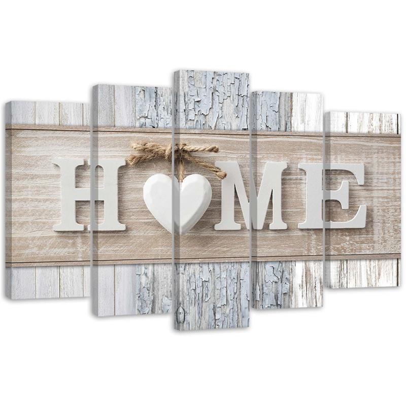 Leinwandbild - Herz Home Holz Bretter Vintage | Feeby