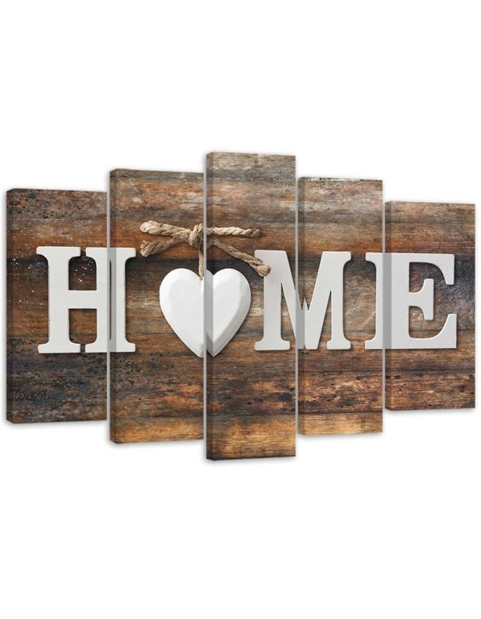 Bild auf Leinwand - Home Herz Braun Retro | Feeby