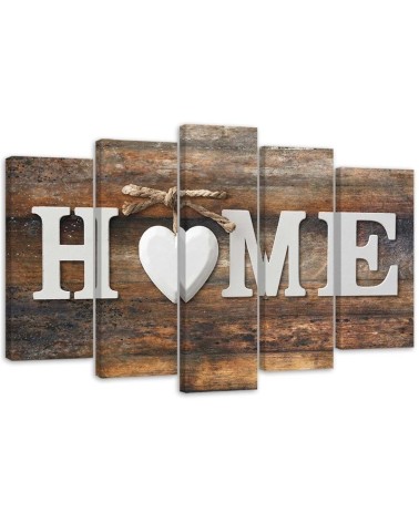 Bild auf Leinwand - Home Herz Braun Retro | Feeby