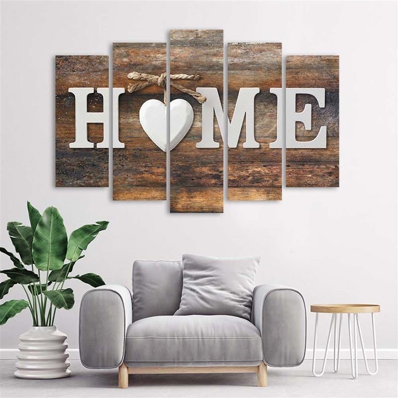 Bild auf Leinwand - Home Herz Braun Retro | Feeby
