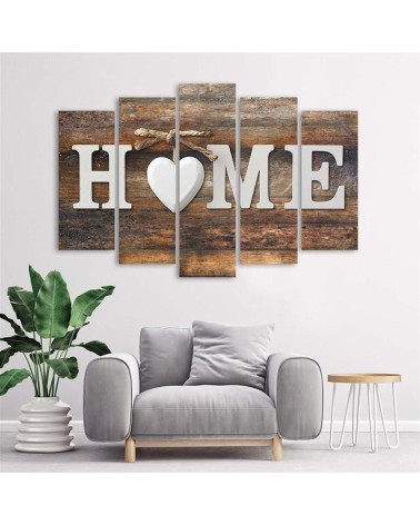 Bild auf Leinwand - Home Herz Braun Retro | Feeby