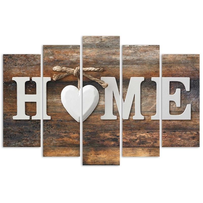 Bild auf Leinwand - Home Herz Braun Retro | Feeby