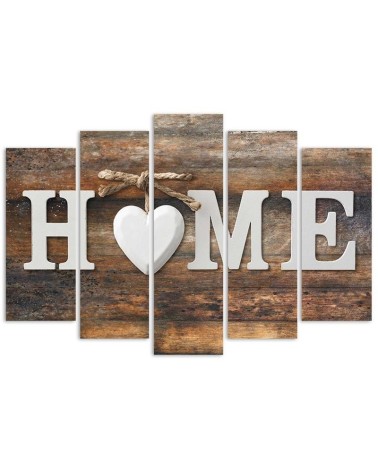 Bild auf Leinwand - Home Herz Braun Retro | Feeby