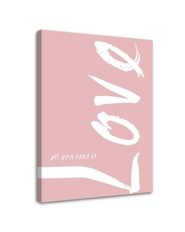 Pink love lettering - Bedroom canvas pictures with quote | FEEBY