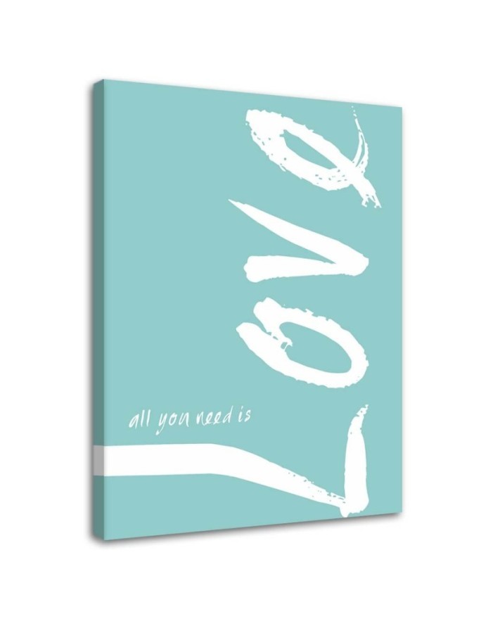Niebieskie love typografia - Obraz do sypialni z napisami | FEEBY