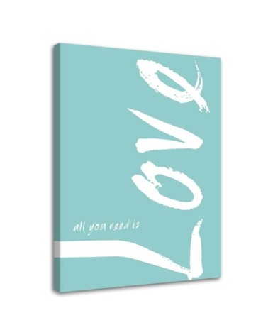 Niebieskie love typografia - Obraz do sypialni z napisami | FEEBY