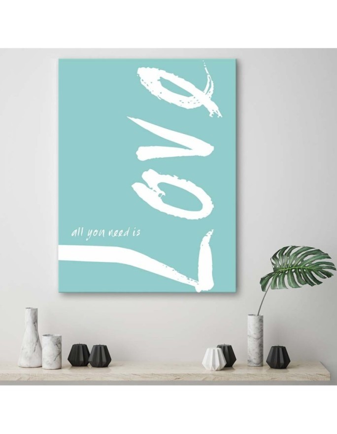 Niebieskie love typografia - Obraz do sypialni z napisami | FEEBY