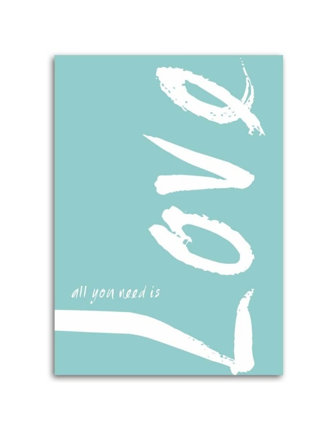 Niebieskie love typografia - Obraz do sypialni z napisami | FEEBY