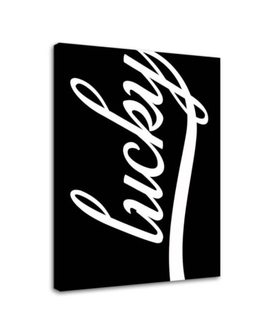 Lucky on black background - Modern Canvas painting for living room | FEEBY