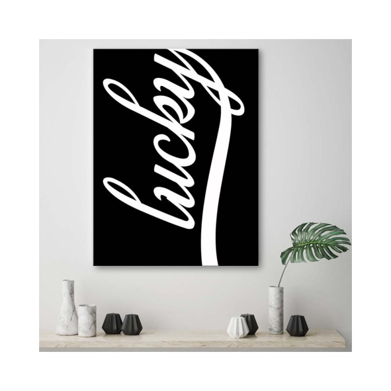 Bild auf Leinwand - Glücklich auf schwarzem Hintergrund | Feeby