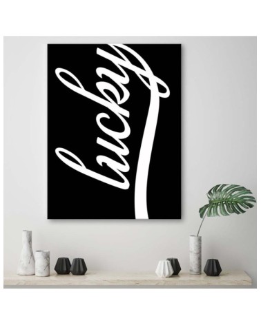 Bild auf Leinwand - Glücklich auf schwarzem Hintergrund | Feeby