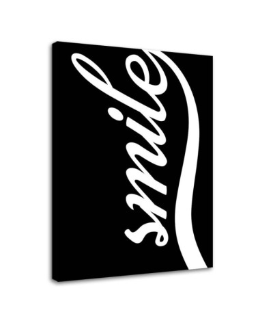 Leinwandbild - Lächeln auf schwarzem Hintergrund | Feeby