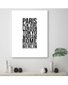 Paryż Londyn Tokio typografia - Nowoczesny obraz do salonu | FEEBY