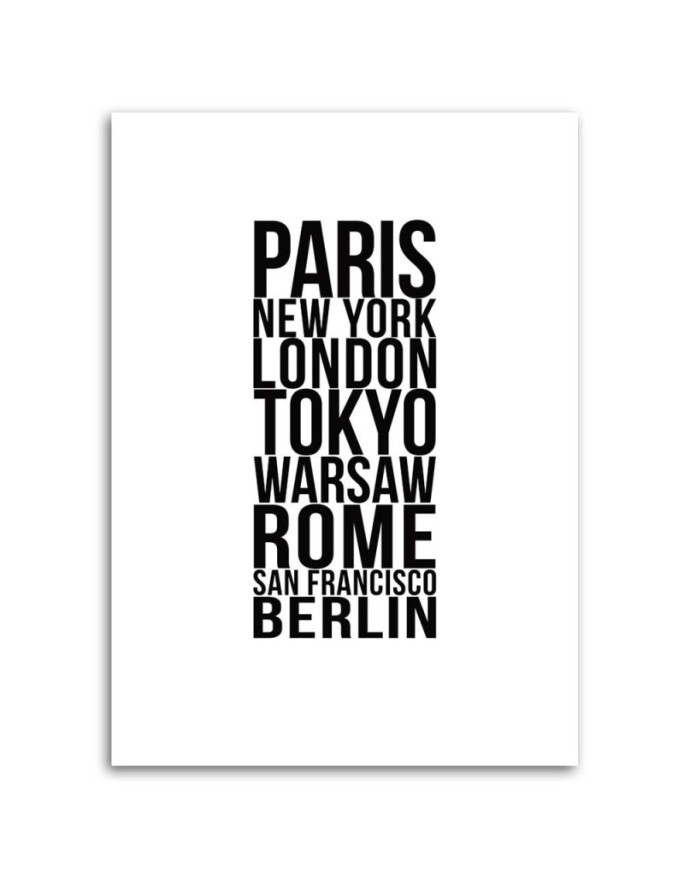 Paryż Londyn Tokio typografia - Nowoczesny obraz do salonu | FEEBY
