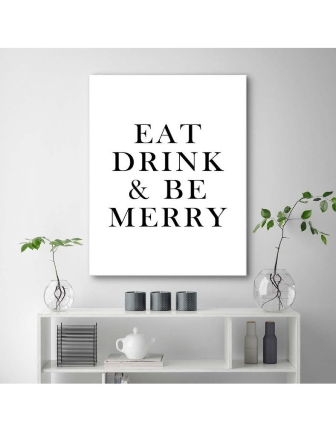 Typography Eat drink & be merry Modern wall painting | FEEBY