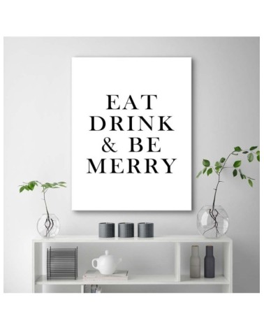 Leinwandbild - Typografie Essen trinken und fröhlich sein | Feeby