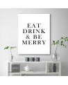 Typografia Eat drink & be merry Nowoczesny obraz ścienny | FEEBY