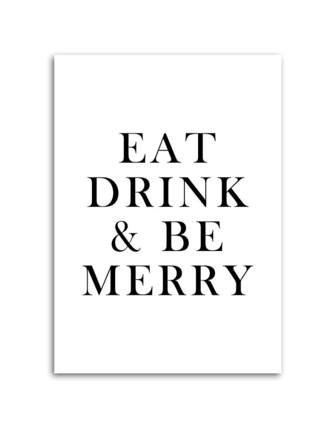 Typografia Eat drink & be merry Nowoczesny obraz ścienny | FEEBY